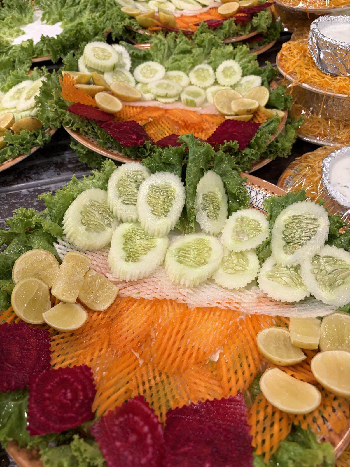 Slow-dum biryani and Nizami dishes plated at a Hyderabad banquet hall